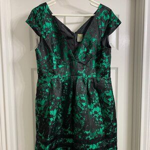 Taylor Brand Women's Elegant Green and Black Dress, Size 14